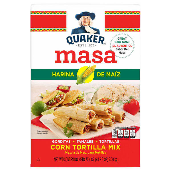 Doughs, Gelatins & Bake Mixes Quaker Corn Tortilla Mix, Masa hero