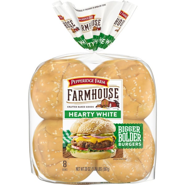 Packaged Bread Pepperidge Farm Hearty White Hamburger Buns hero