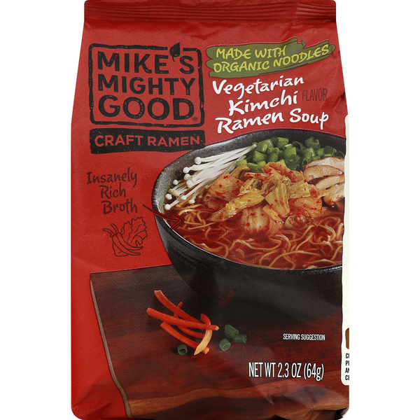 Asian Foods Mike's Mighty Good Ramen Soup, Vegetarian Kimchi hero