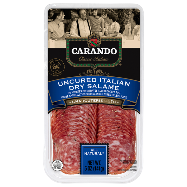 Carando Dry Salame, Uncured, Italian, Charcuterie Cuts hero