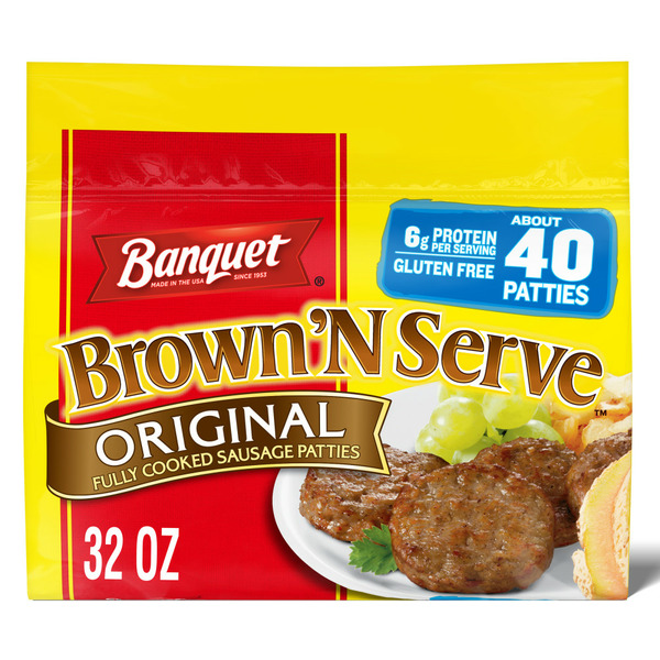 Frozen Breakfast Banquet Original Fully Cooked Sausage Patties, Frozen Meat hero