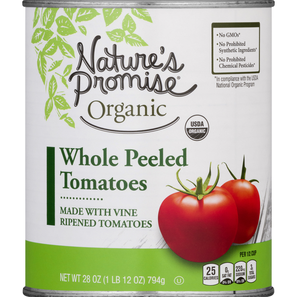 Canned & Jarred Vegetables Nature's Promise Tomatoes, Organic, Whole Peeled hero