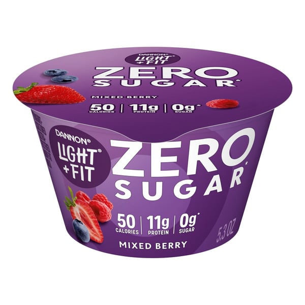 Yogurt Dannon Light + Fit Zero Sugar*, Mixed Berry Fat Free Yogurt-Cultured Product hero