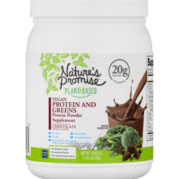 Protein & Meal Replacements Nature's Promise Protein Powder, Vegan, Chocolate, Protein and Greens hero