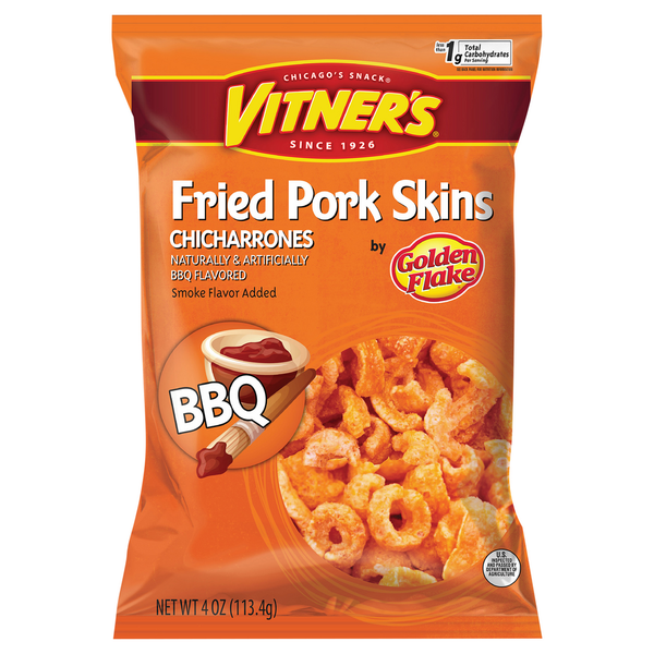 Chips & Pretzels Vitner's Chicharrones, BBQ Flavored hero