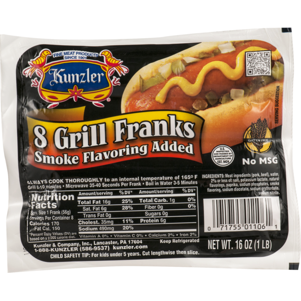 Hot Dogs, Bacon & Sausage Kunzler Grill Franks hero