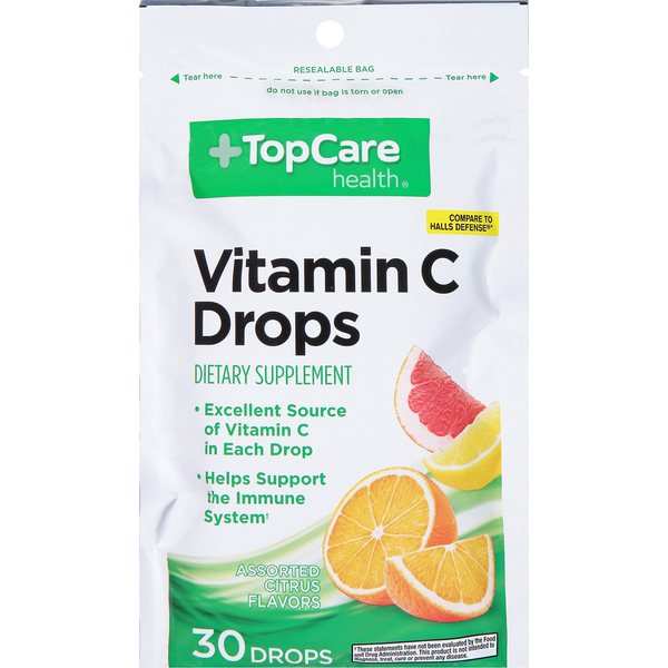 Cold, Flu & Allergy TopCare Vitamin C Drops, Assorted Citrus Flavors hero