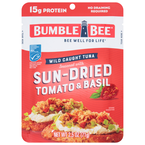 Canned Meat, Seafood & Beans Bumble Bee Tuna, Wild Caught, Sun-Dried Tomato & Basil hero