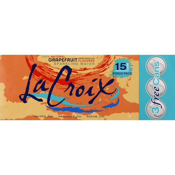 Water, Seltzer & Sparkling Water LaCroix Sparkling Water, Grapefruit Flavored, Bonus Pack hero