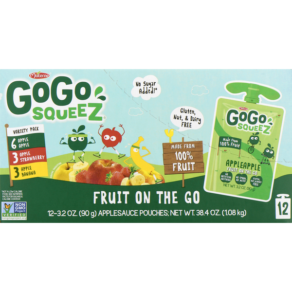 Canned Fruit & Applesauce GoGo Squeez Applesauce On The Go Pouches, Variety hero