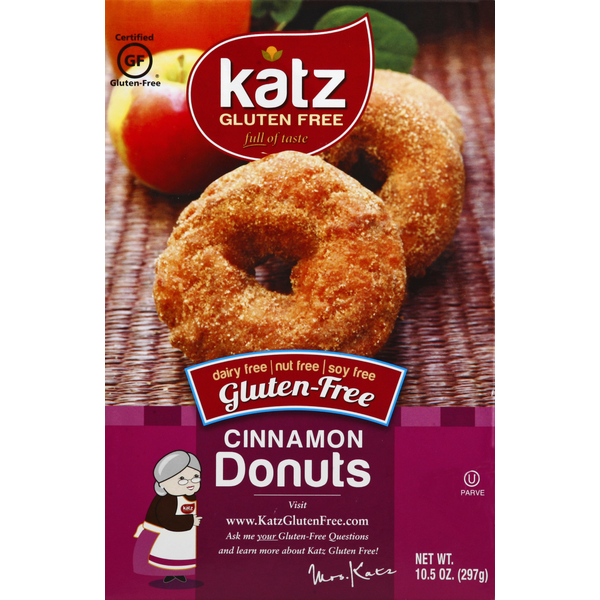 Bakery Desserts Katz Donuts, Gluten Free, Cinnamon hero