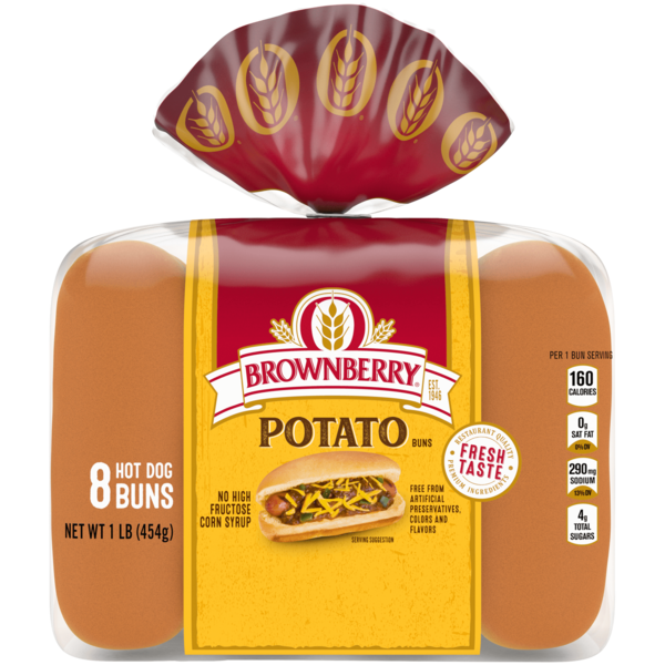 Bread Brownberry 8 count, Potato Buns hero