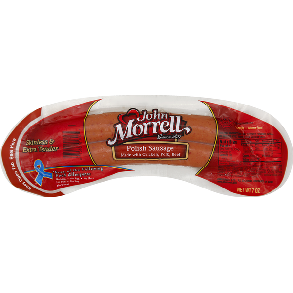 Hot Dogs, Bacon & Sausage John Morrell Polish Sausage, Skinless & Extra Tender hero