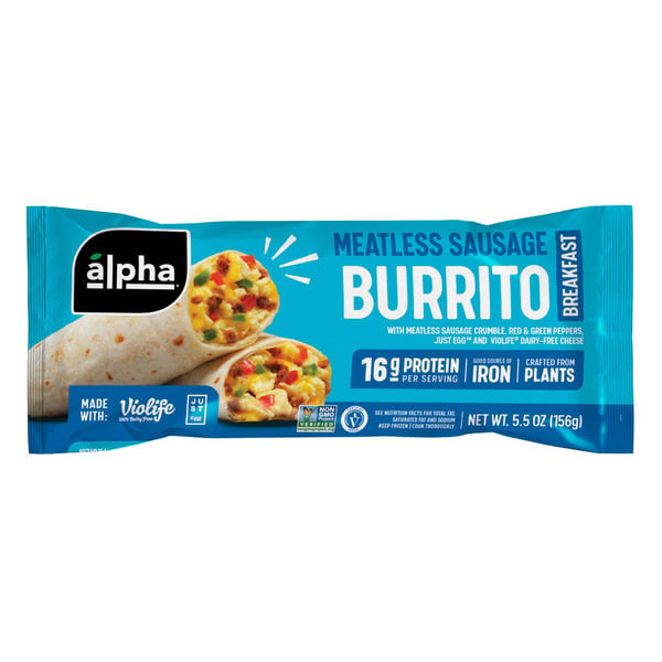 Frozen Breakfast Alpha Meatless Sausage Breakfast Burrito hero