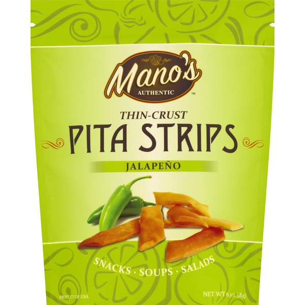 Chips & Pretzels Mano's Pita Strips, Jalapeno, Thin-Crust hero