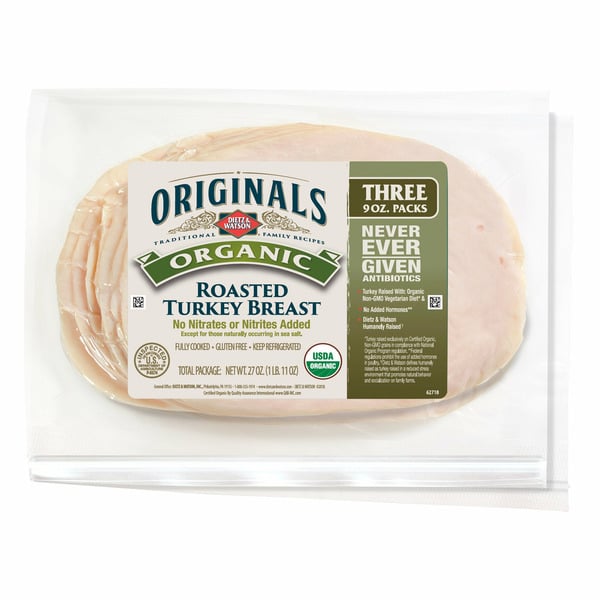 Deli Meat Dietz & Watson Organic Sliced Turkey, 3 x 9 oz hero