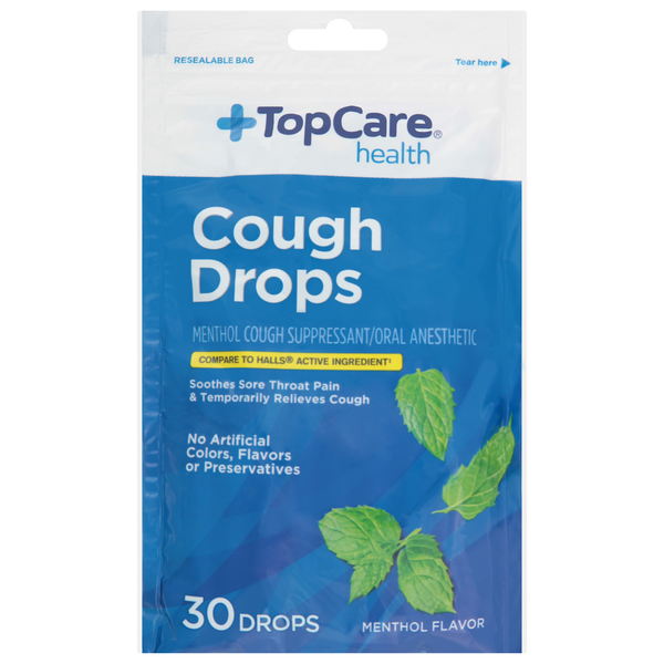 Cold, Flu & Allergy TopCare Cough Drops, Menthol Flavor hero