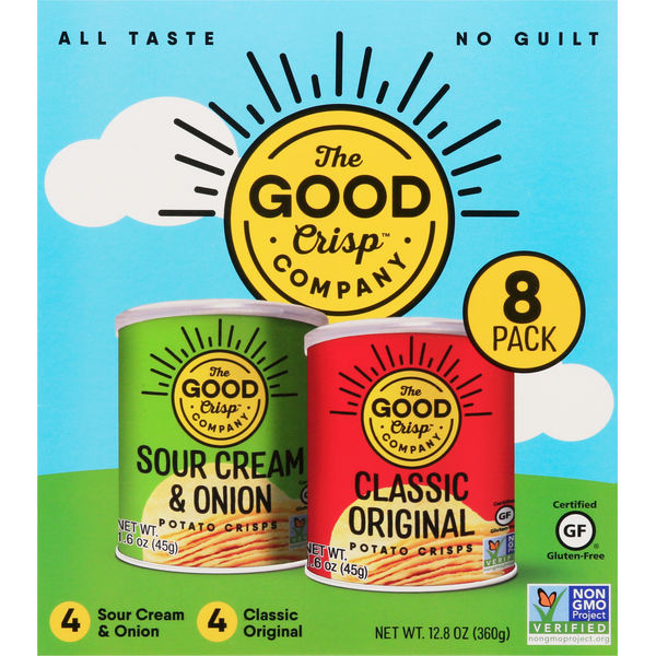 Chips & Pretzels The Good Crisp Company Potato Crisps, Sour Cream & Onion/Classic Original, 8 Pack hero