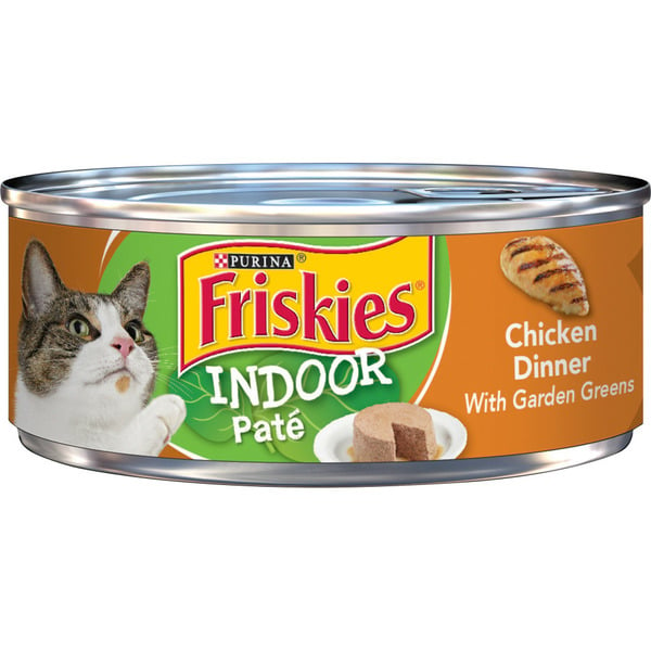 Cat Food & Care Purina Friskies Indoor Pate Wet Cat Food, Indoor Chicken Dinner With Garden Greens hero