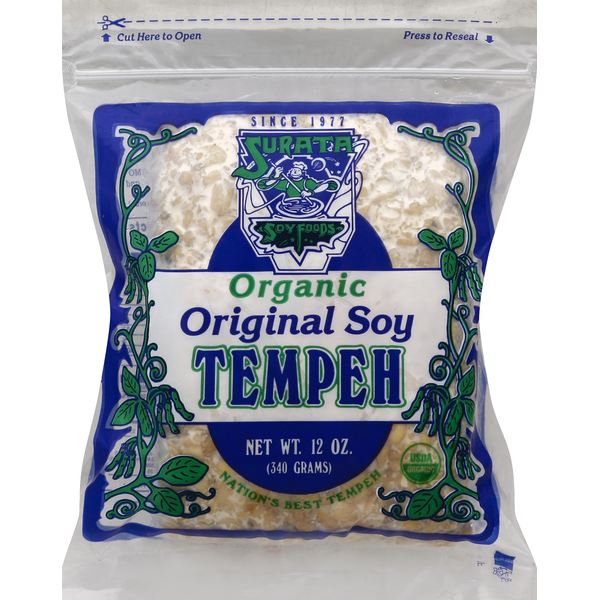 Frozen Vegan & Vegetarian Surata Soy Foods Tempeh, Organic, Original Soy hero