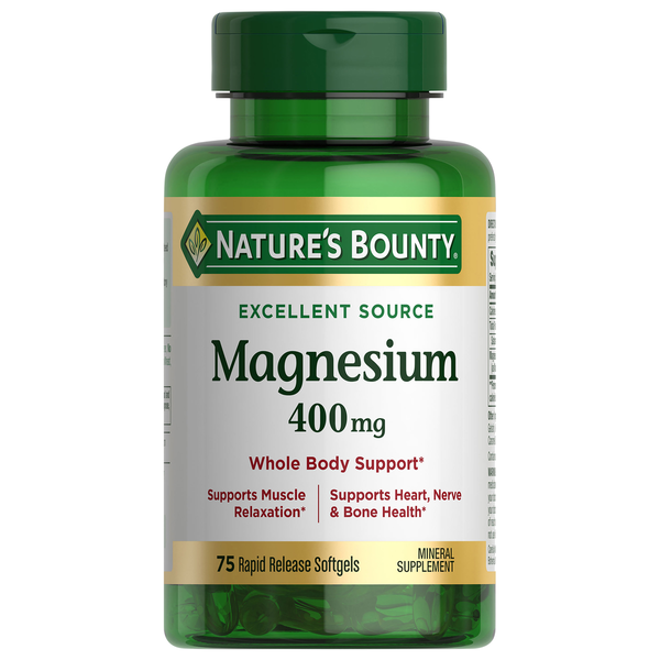 Vitamins & Supplements Nature's Bounty Magnesium, Excellent Source, 400 mg, Rapid Release Softgels hero