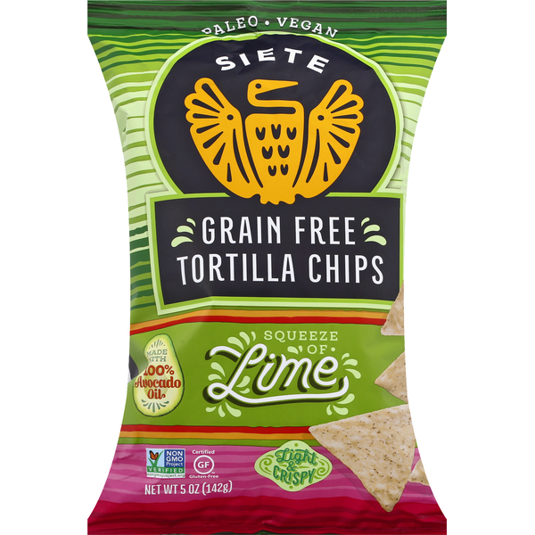 Chips & Pretzels Siete Tortilla Chips, Grain Free, Lime hero