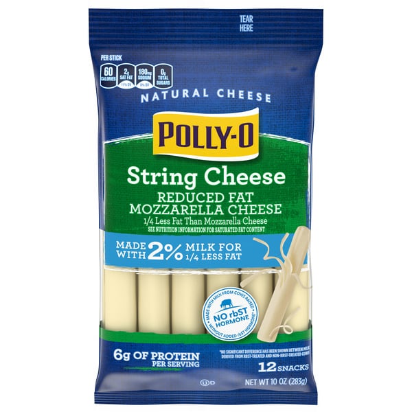 Cheese Polly-O String Cheese Mzarella Cheese Snacks with 2% Milk, 12 ct Sticks hero