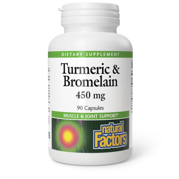 Muscles, Joints & Pain Relief Natural Factors Turmeric & Bromelain hero