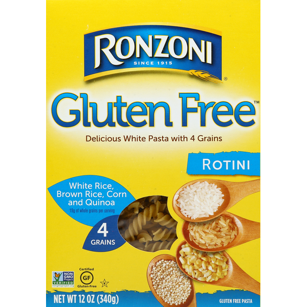 Instant Foods Ronzoni Gluten Free Rotini, Non-GMO, Vegan, 4-Grain White Pasta hero