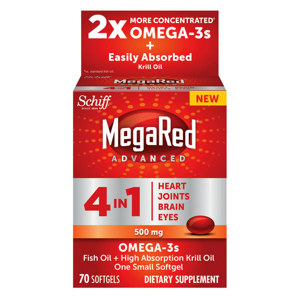 Schiff MegaRed Advanced 4in1 500mg Softgels - Concentrated Omega-3 Fish & Krill Oil Supplement hero