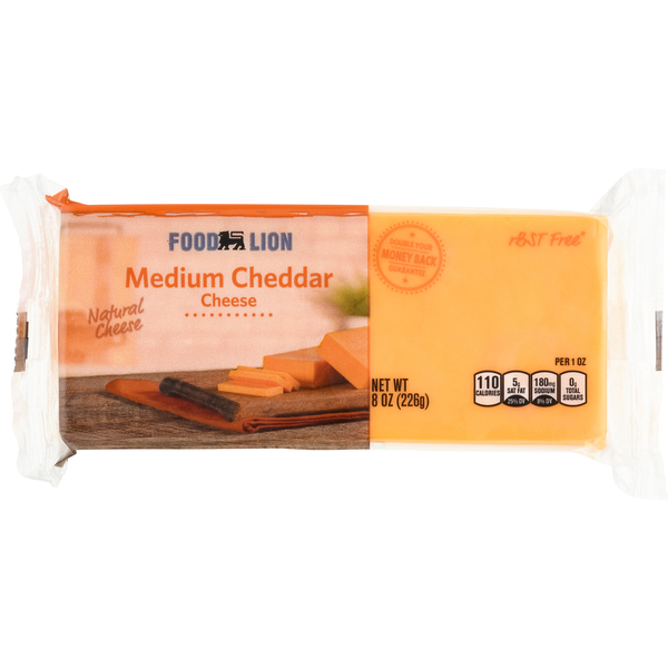 Packaged Cheese Food Lion Natural Medium Cheddar Cheese hero