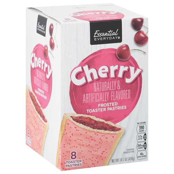 Refrigerated Pudding & Desserts Essential Everyday Toaster Pastries, Cherry, Frosted hero