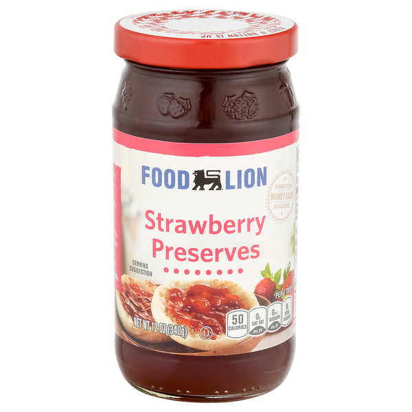 Spreads, Jam & Jelly Food Lion Strawberry Preserves, Jar hero