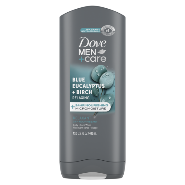 Beauty Dove Men+Care Body Wash And Face Wash Blue Eucalyptus + Birch hero