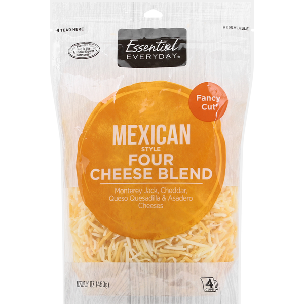 Packaged Cheese Essential Everyday Four Cheese Blend, Mexican Style, Fancy Cut hero