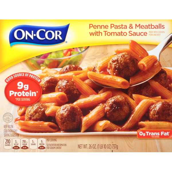 Frozen Meals On‑Cor Penne Pasta & Meatballs with Tomato Sauce hero