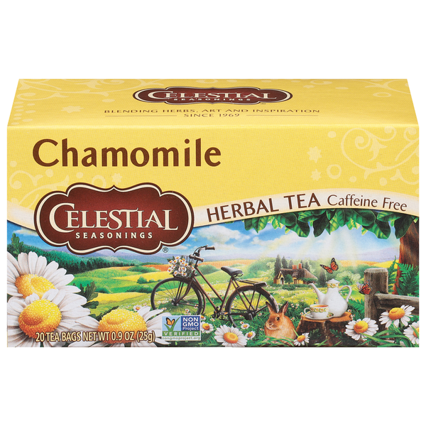 Tea Celestial Seasonings Herbal Tea, Caffeine Free, Chamomile, Tea Bags hero