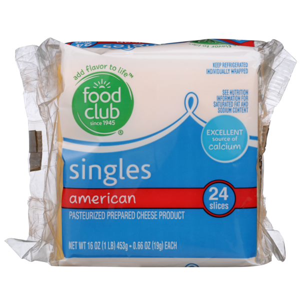 Packaged Cheese Food Club American Pasteurized Prepared Cheese Product Singles hero