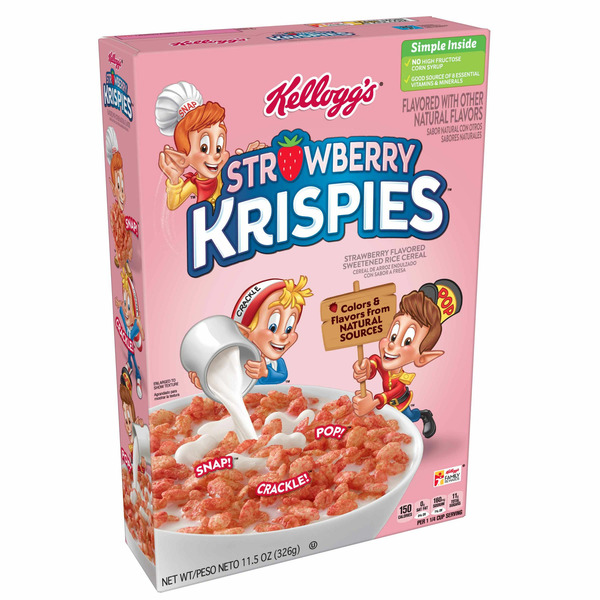 Cereal Strawberry Krispies Breakfast Cereal, Kids Snacks, Baking Marshmallow Treats, Original hero