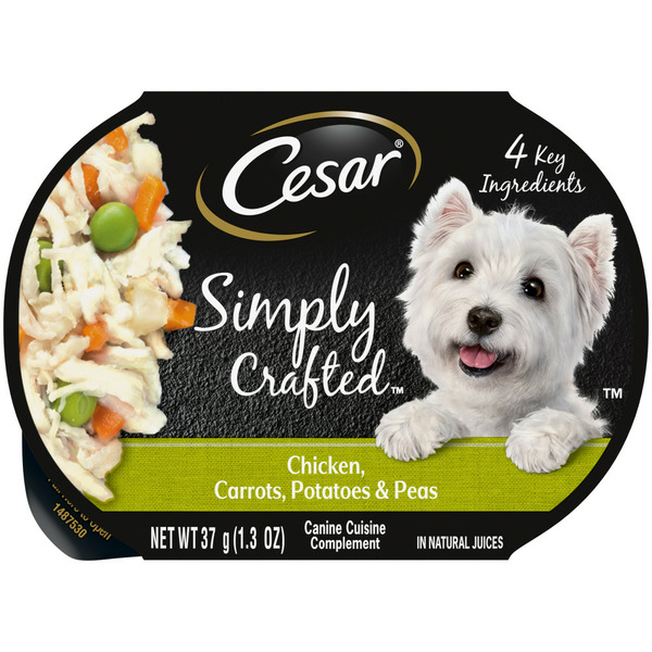 Cesar Simply Crafted Soft Wet Dog Food Topper Chicken, Carrots, Potatoes, & Peas hero