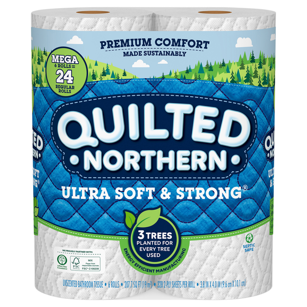 Paper Goods Quilted Northern Bathroom Tissue, Unscented, Mega Rolls, 2-Ply hero