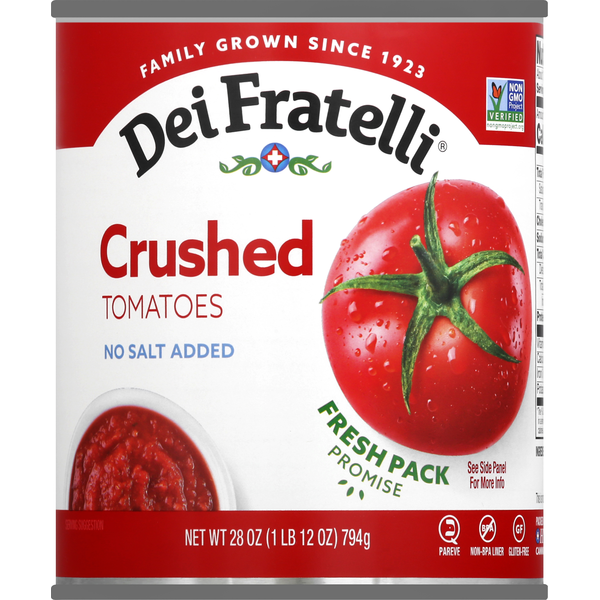 Canned & Jarred Vegetables Dei Fratelli Tomatoes, No Salt Added, Crushed hero