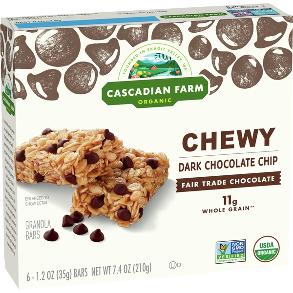 Breakfast Bars & Pastries Cascadian Farm Organic Chocolate Chip Chewy Granola Bars hero