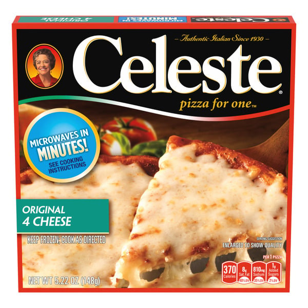 Frozen Foods Celeste Original 4 Cheese Pizza for One Individual Microwavable Frozen Pizza hero