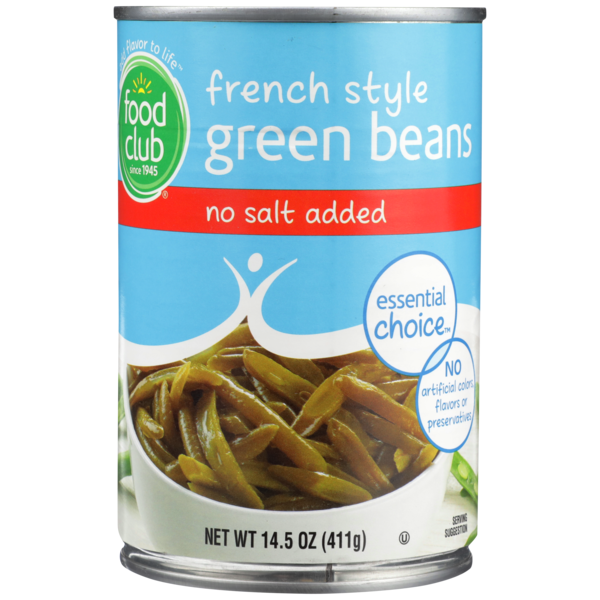 Canned & Jarred Vegetables Food Club No Salt Added French Style Green Beans hero