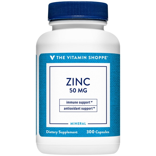 Zinc The Vitamin Shoppe 50mg Zinc Dietary Supplement Capsules hero