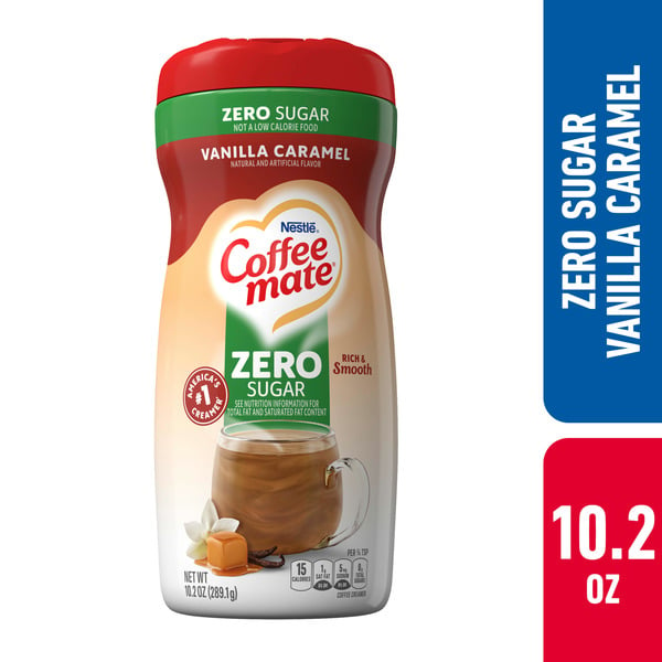 Cream Coffee mate Nestle Vanilla Caramel Sugar Free Powder Coffee Creamer hero