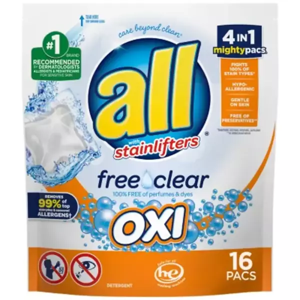 Laundry all Unit Dose Laundry Detergent Free Clear Mighty Pacs OXI hero