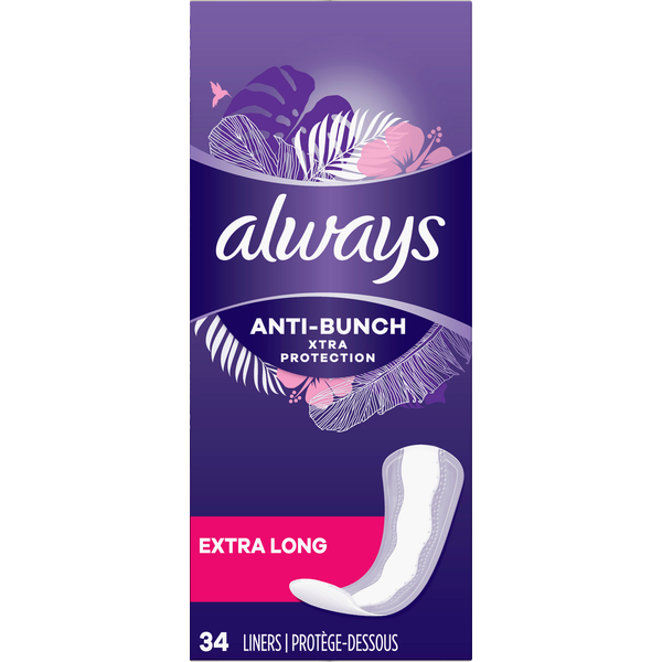 Feminine Care Always Liners, Xtra Protection, Extra Long, Anti-Bunch hero