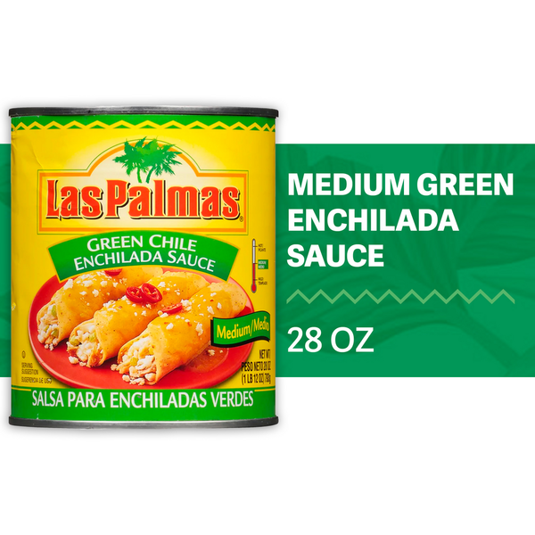 Latino Foods Las Palmas Medium Green Chile Enchilada Sauce, Kosher hero